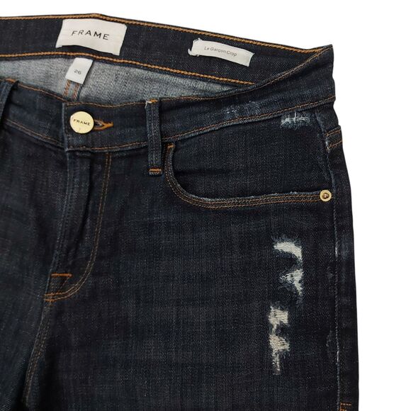 Frame Jeans Womens 26 Blue Le Gargon Crop Boyfriend Dark Wash Mid Rise Denim - Picture 4 of 12